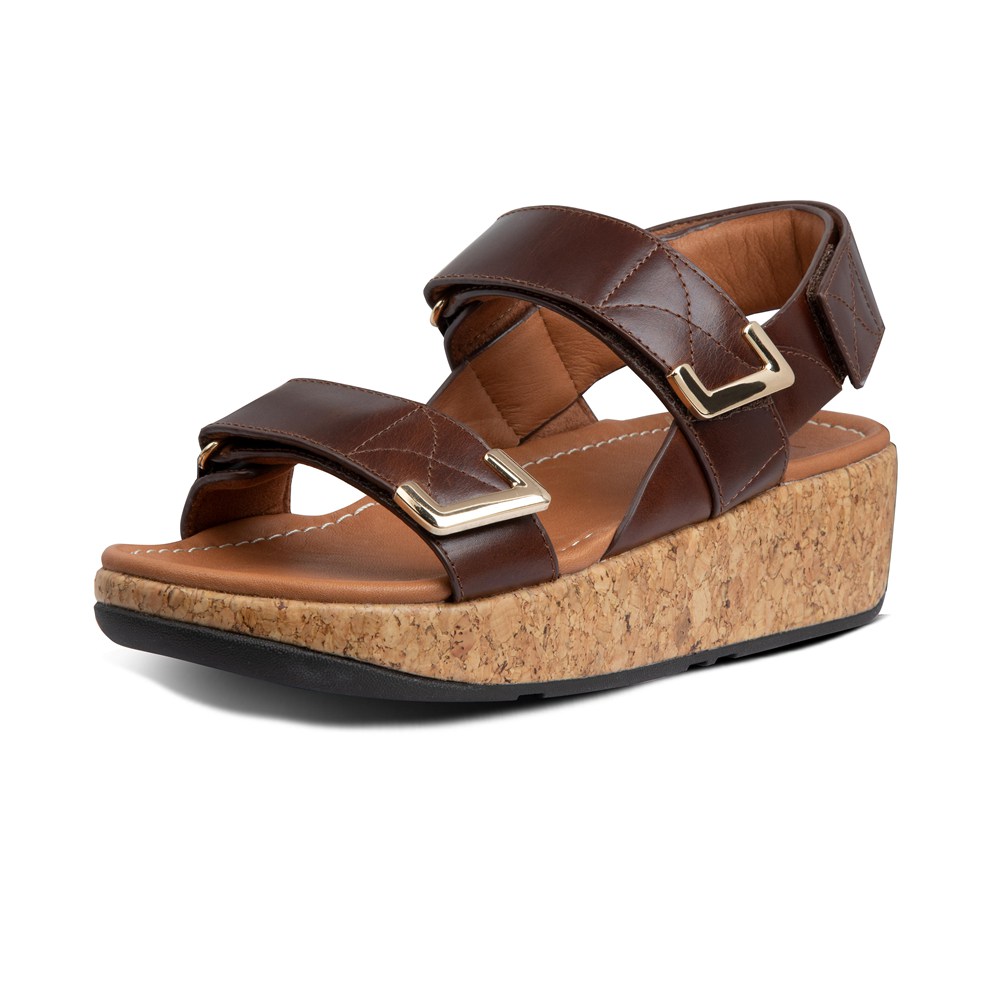 Fitflop Womens Sandals - Remi Adjustable Leather - Dark Brown - 745-KSTIDA